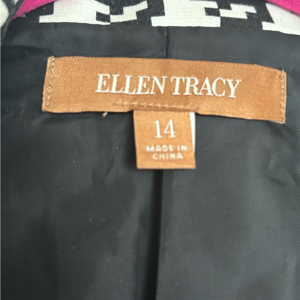 New Ellen Tracy moto style houndstooth zip blazer jacket Size 14 - Picture 4 of 6